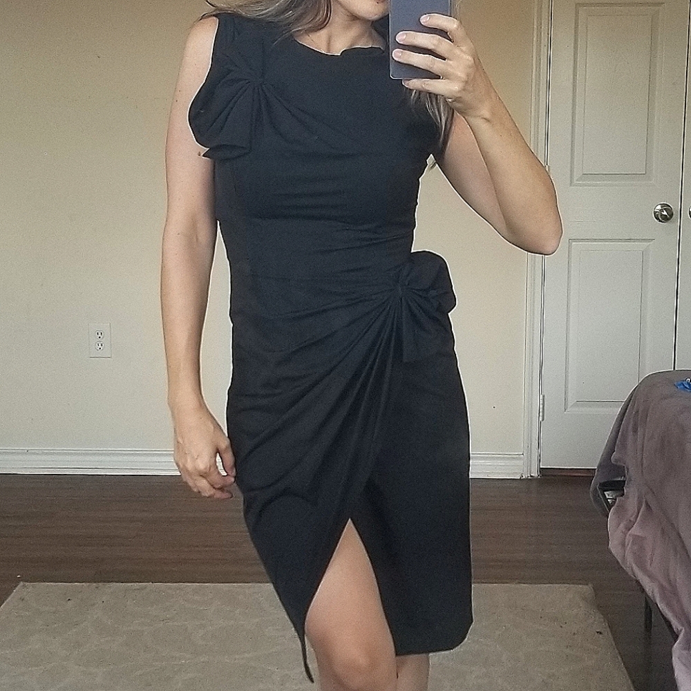 Diane von furstenberg black bow cocktail dress
